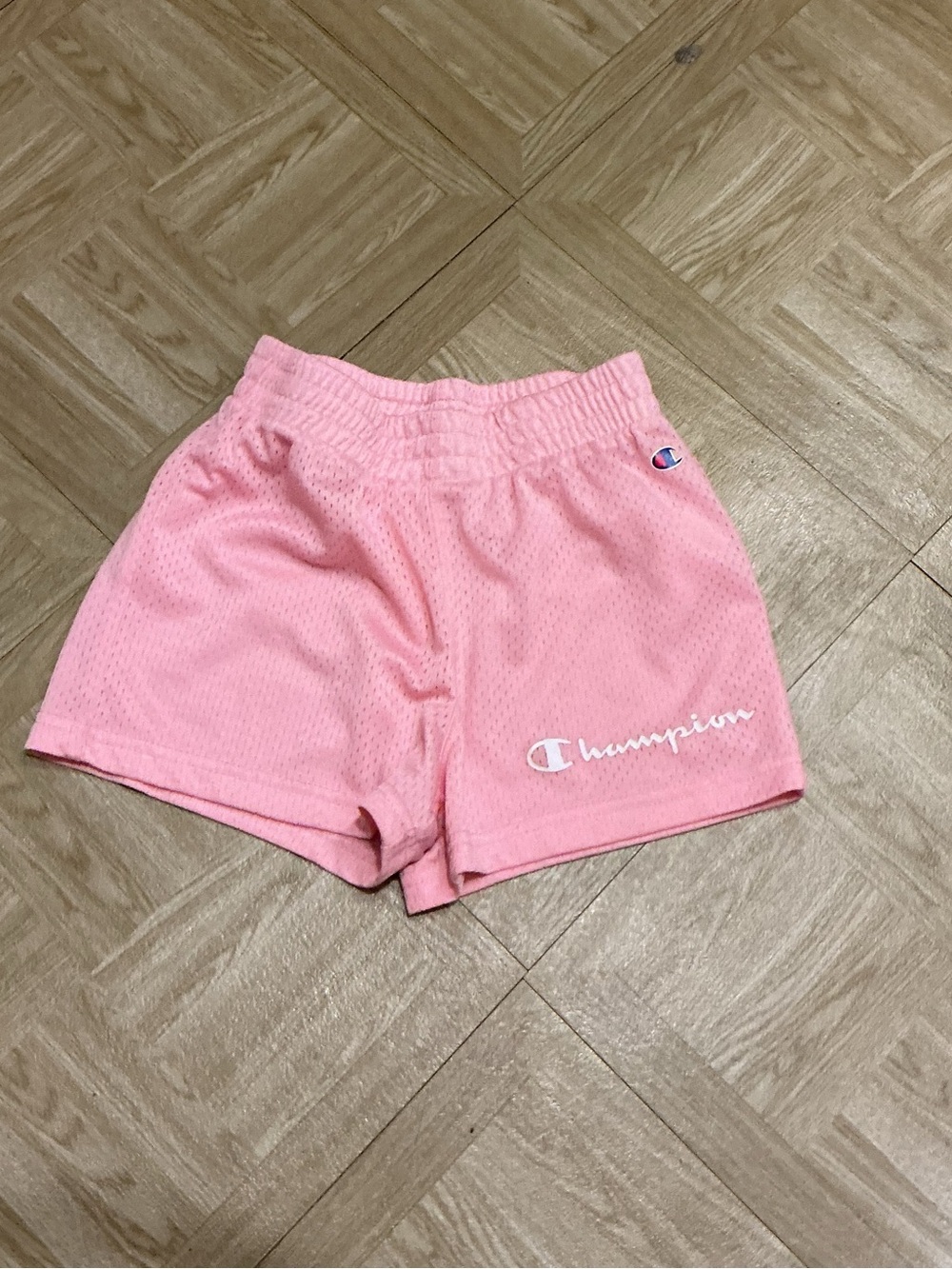 Champion Light Pink Mesh Shorts with Elastic Waistband